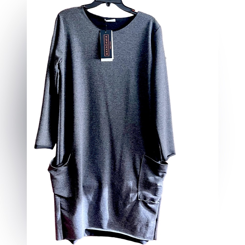 Makadamia comfy sweatshirt dress large low pockets on front